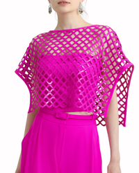 Sequins Top with Straight Cut Crepe Pants