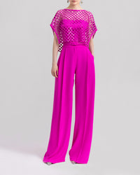 Sequins Top with Straight Cut Crepe Pants