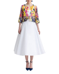 Sequins Jacket with a Flared White Skirt