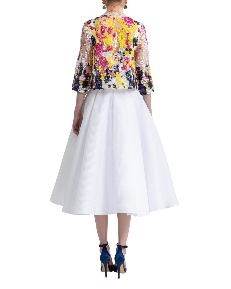 Sequins Jacket with a Flared White Skirt