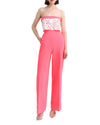 Laser-Cut Silicon Top with Straight Neon Pink Pants