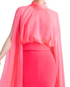 High-Neckline Neon Pink Top and Mermaid Cut Skirt