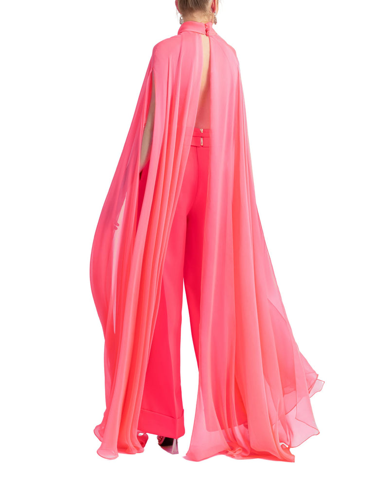 High-Neckline Top and Straight-Cut Pants