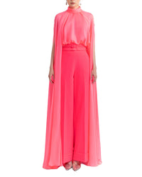 High-Neckline Top and Straight-Cut Pants
