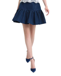 Short Taffeta Navy Skirt