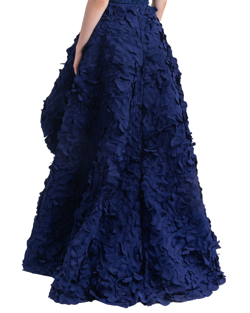 Navy Blue Laser-Cut Skirt