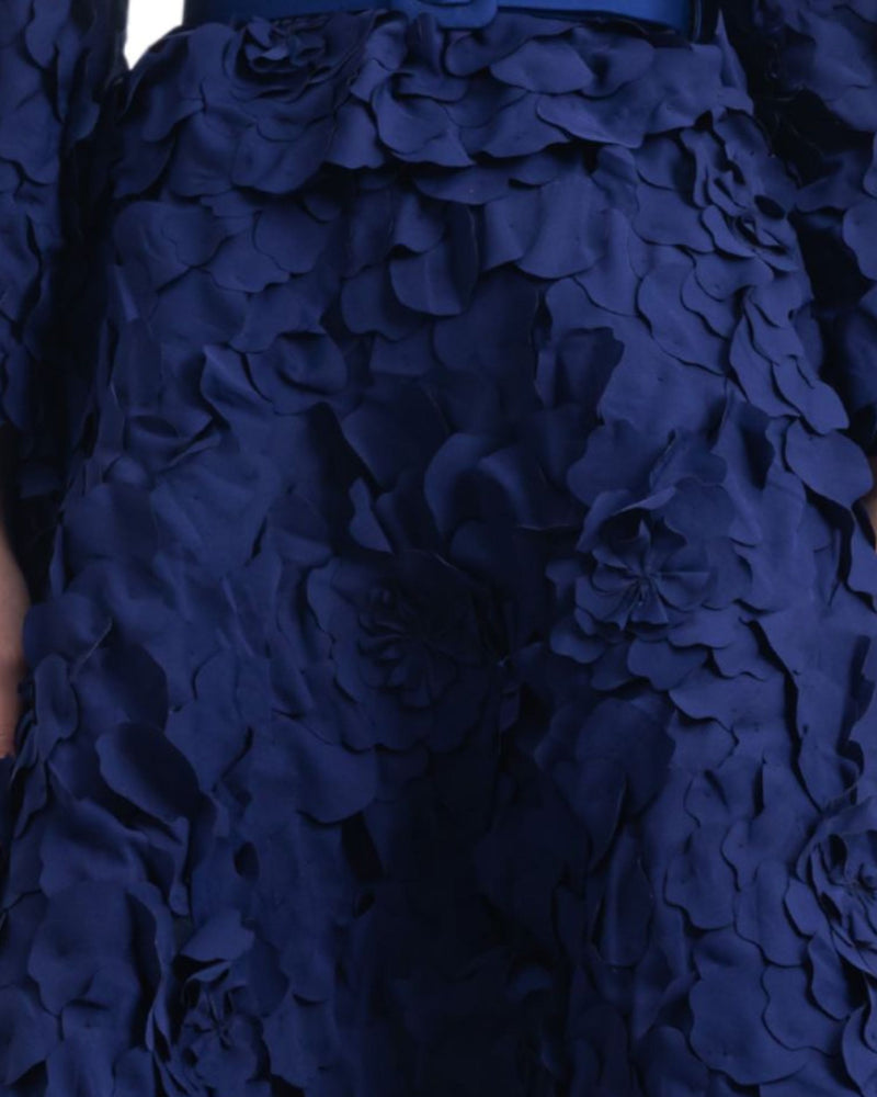 Navy Blue Laser-Cut Skirt