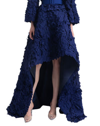 Navy Blue Laser-Cut Skirt