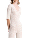 Beige Patterned Knit Jumpsuit