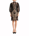 Embroidered Puffed Sleeves Dress