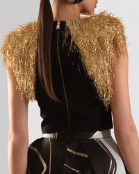 Top With Embellished Padded Shoulders