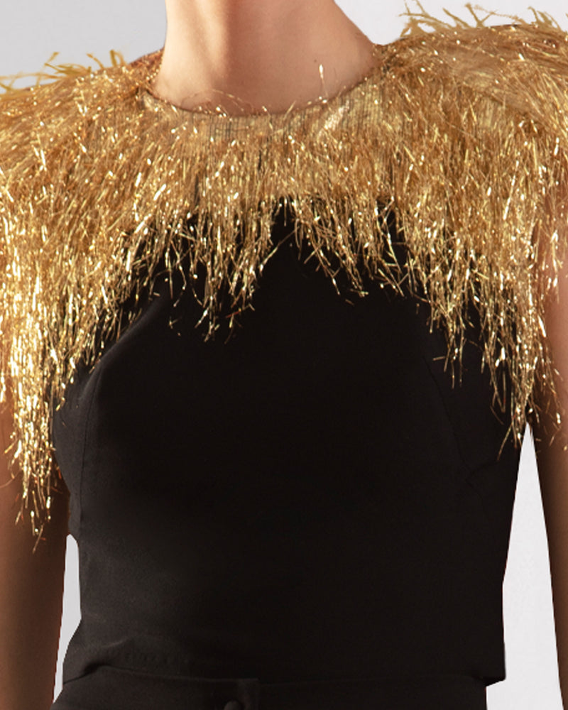 Top With Embellished Padded Shoulders