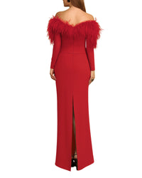 Off-Shoulder Slim Red Dress