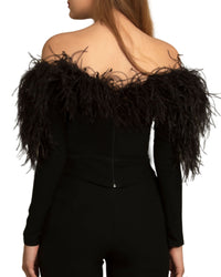 Off-Shoulders Feathered Top