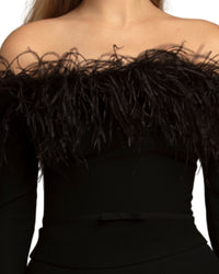 Off-Shoulders Feathered Top