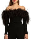 Off-Shoulders Feathered Top