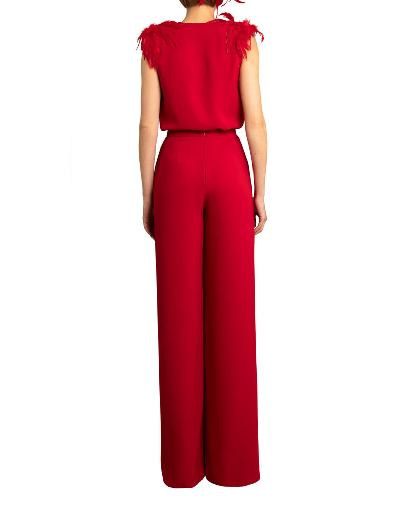 Crepe Top with Overlapped Pants