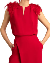 Crepe Top with Overlapped Pants
