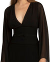V-Neckline top paired with a slim cut skirt