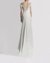 Off-Shoulder Draped Dress with Embroidered Neckline