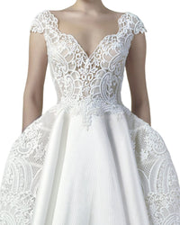Guipure With Piqué Gown