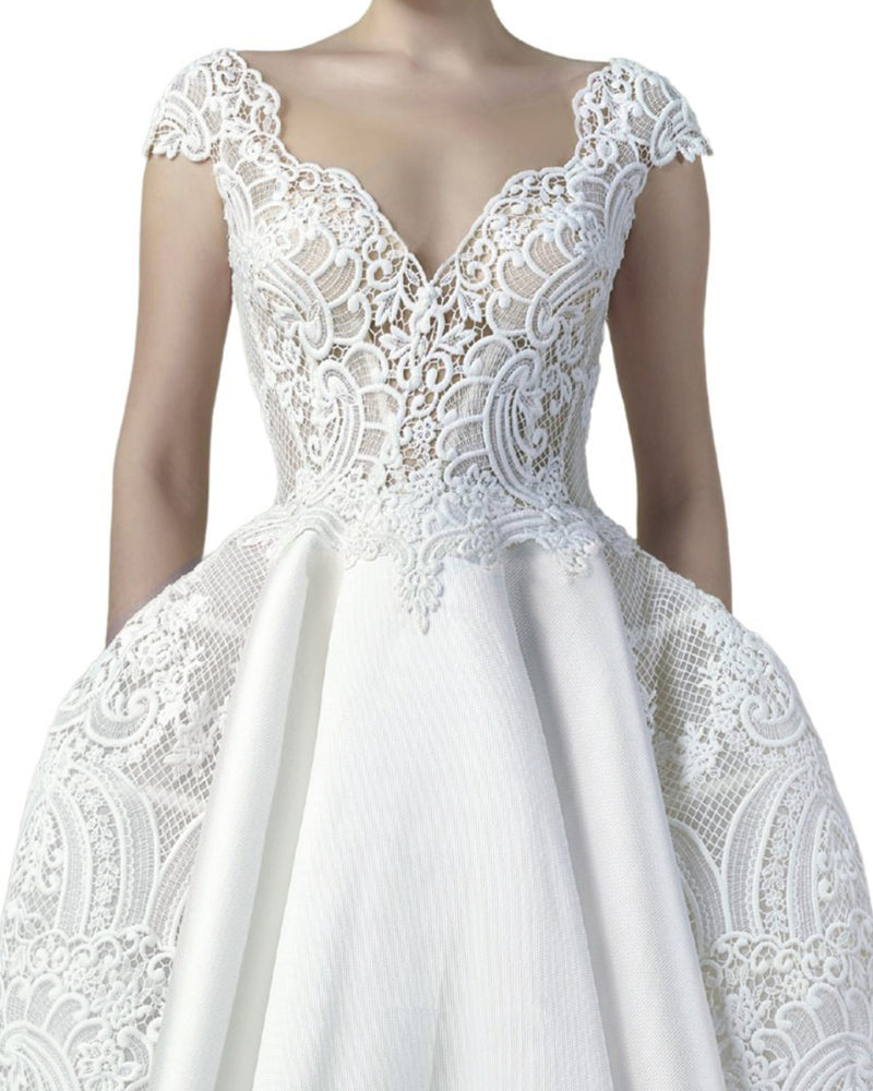 Guipure With Piqué Gown