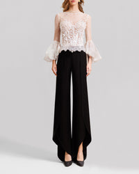 Corseted Tulle Top Paired With Pants