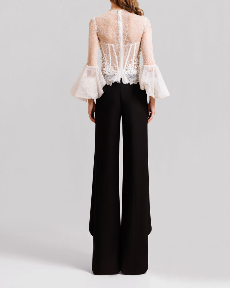Corseted Tulle Top Paired With Pants