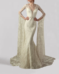 Floor-Length Sleeves Bridal Dress