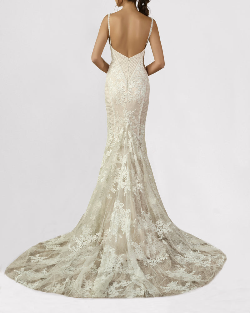 Embroidered Bridal Mermaid Dress