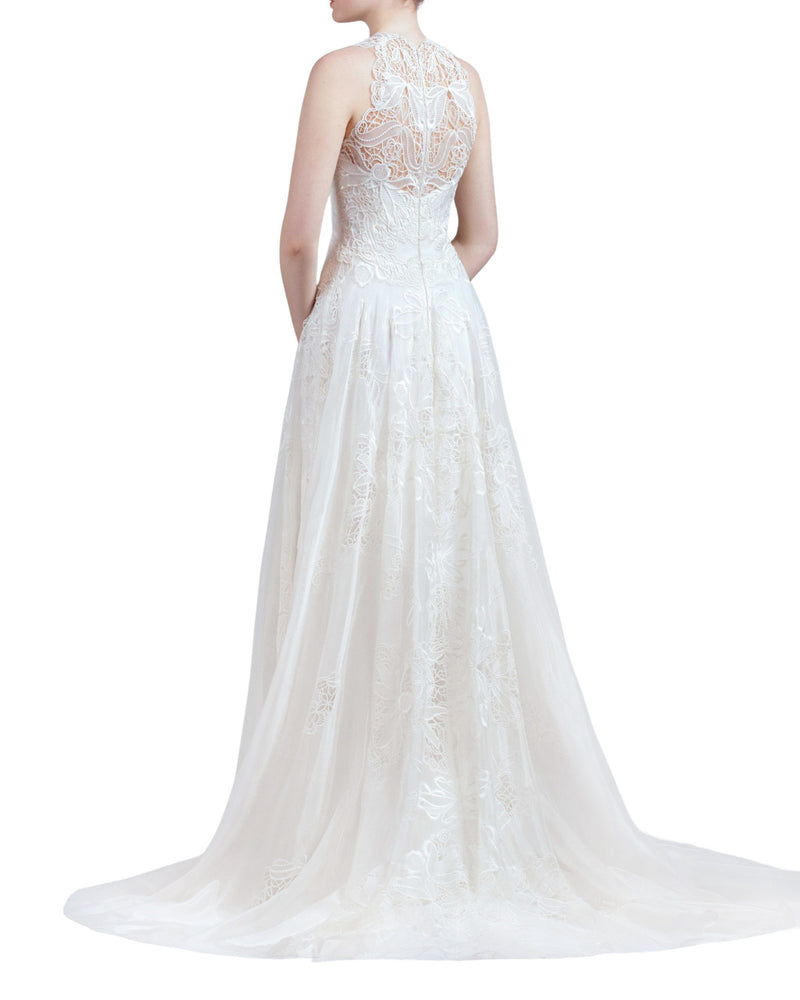 Halter-Neck Guipure Gown