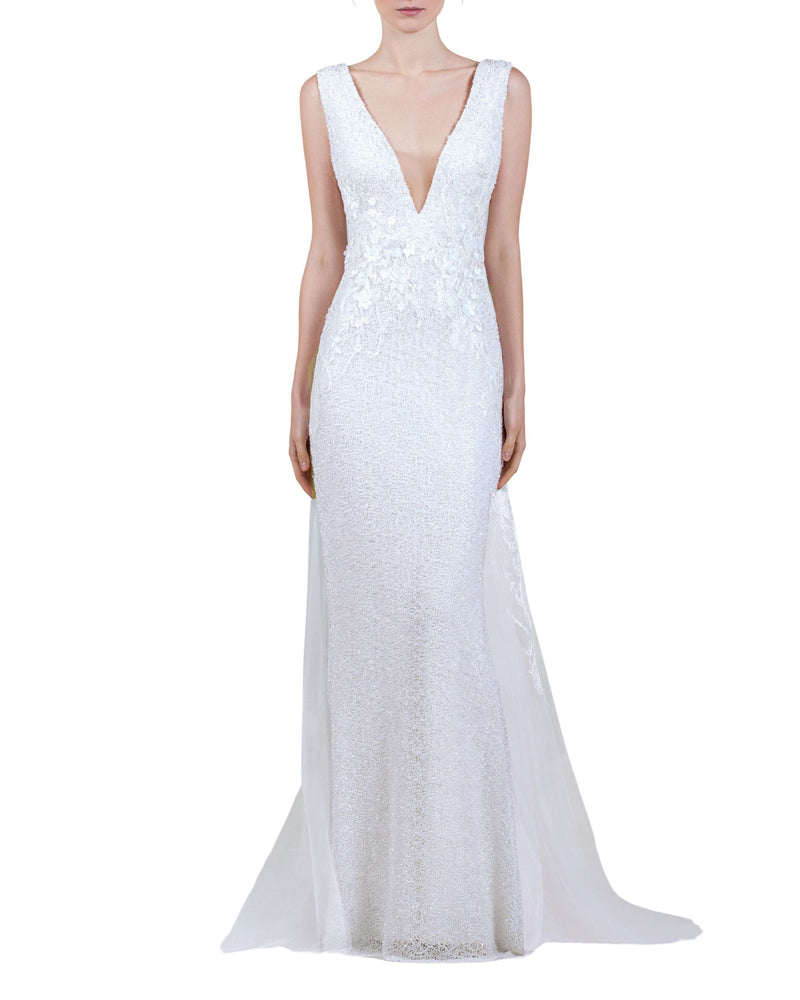 Plunging V-Neckline Gown