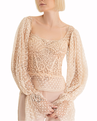 Embroidered Dotted Top with Flared Pant
