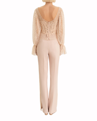 Embroidered Dotted Top with Flared Pant