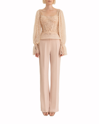 Embroidered Dotted Top with Flared Pant