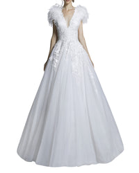 Feather-Adorned Gown