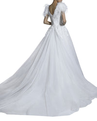 Feather-Adorned Gown