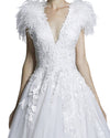 Feather-Adorned Gown